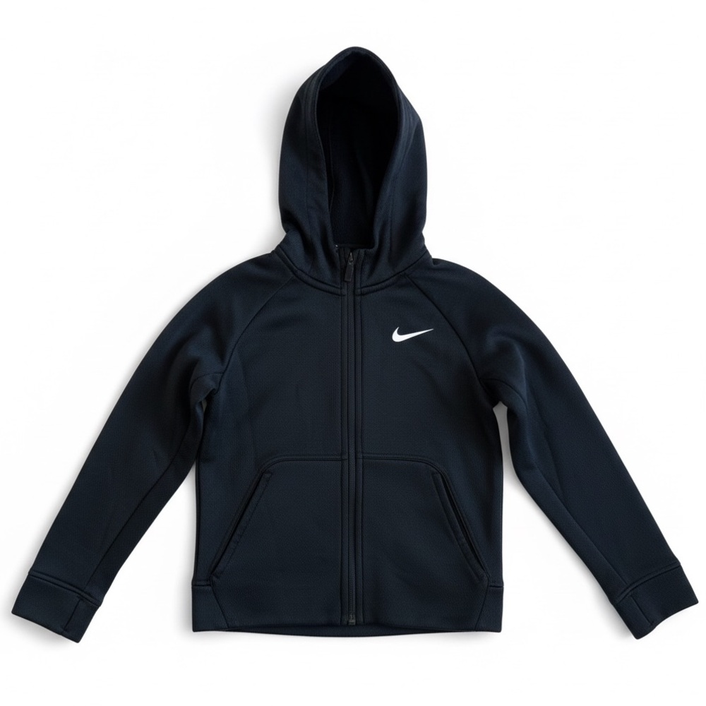 Nike Therma-Fit Fleece Lined Zip Hoodie Black Athletic Jacket Kids Small